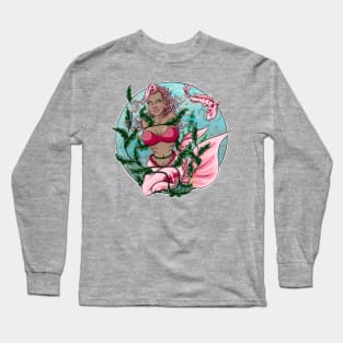 mermaid stuck in seaweed with carp Long Sleeve T-Shirt